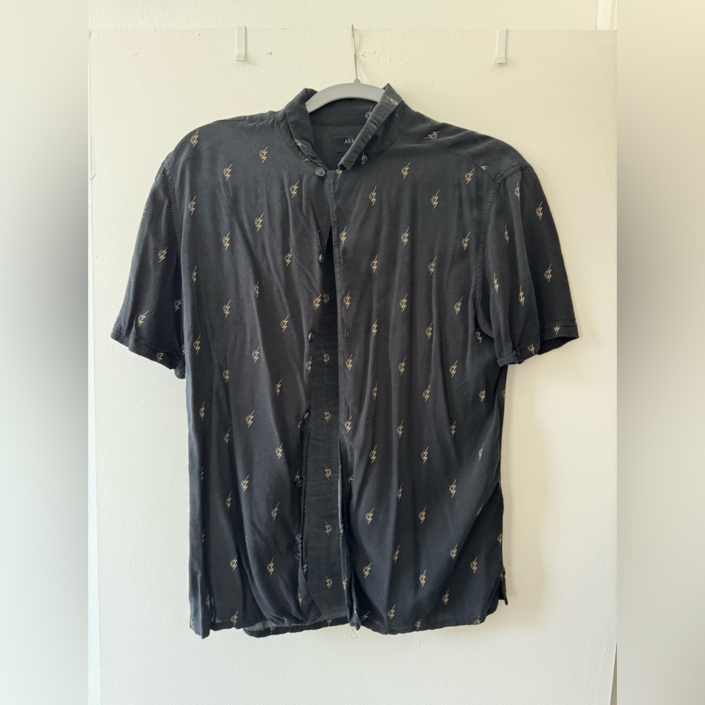 All Saints Lightning bolt short sleeve button down